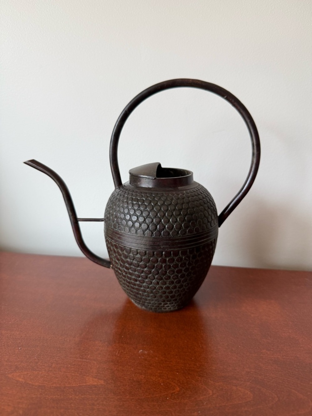 Vintage-Style Black Cast Iron Teapot Decor with Honeycomb Texture- NOT FOOD SAFE
